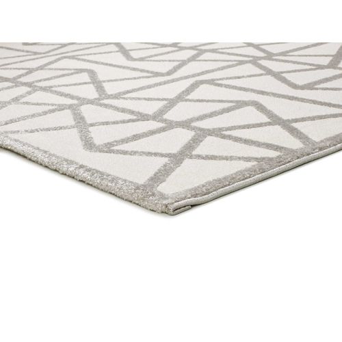Tapis Géométrique à Relief Flora 12937 Blanc/gris 80x150 Cm