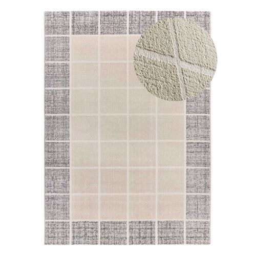 Tapis Géométrique à Relief Flora 12959 Beige/gris 133x190 Cm