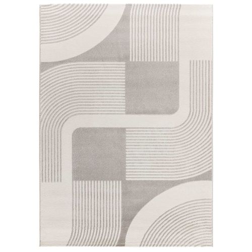 Tapis Géométrique à Relief Flora 12960 Blanc/gris 80x150 Cm