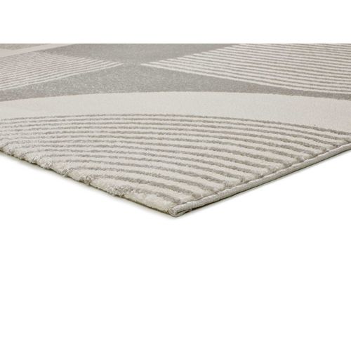 Tapis Géométrique à Relief Flora 12960 Blanc/gris 133x190 Cm