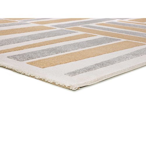 Tapis Géométrique à Relief Flora 12967 Blanc/beige/gris 160x230 Cm