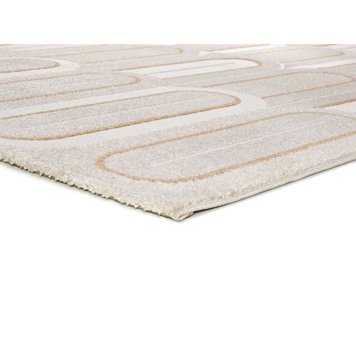 Tapis Géométrique à Relief Flora 12968 Blanc/beige 80x150 Cm