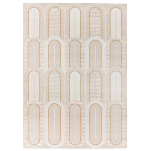 Tapis Géométrique à Relief Flora 12968 Blanc/beige 160x230 Cm