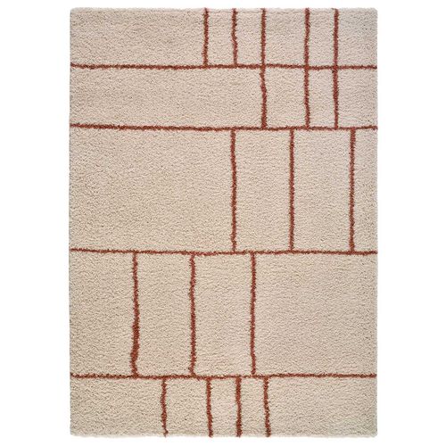 Tapis Shaggy Helia 8815 Beige/rouille 80x150 Cm