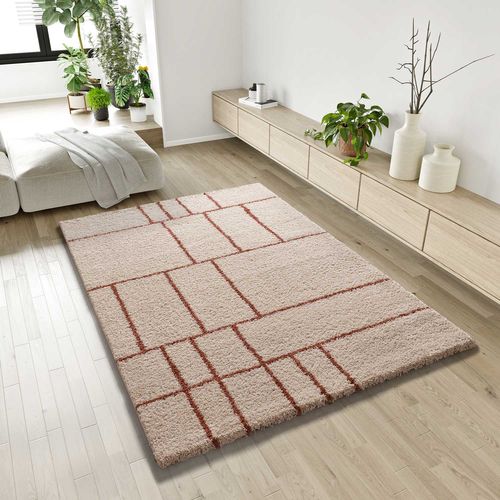 Tapis Shaggy Helia 8815 Beige/rouille 160x230 Cm