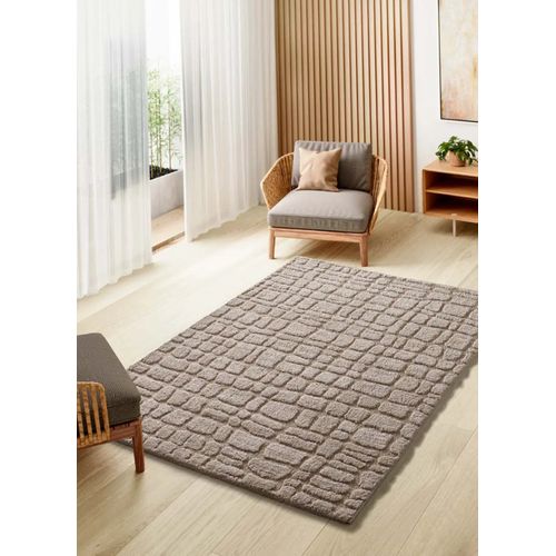 Tapis Scandinave à Relief Juno 13 Taupe 126x190 Cm