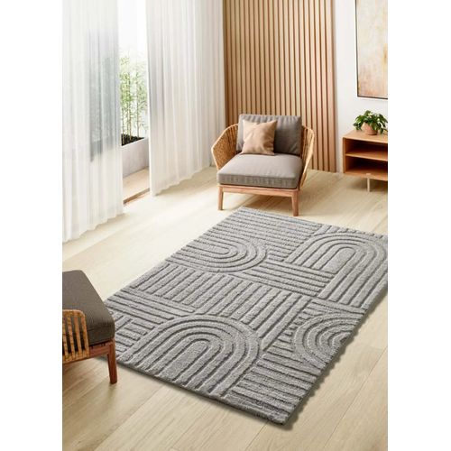 Tapis Géométrique à Relief Juno 54406 Gris 190x285 Cm