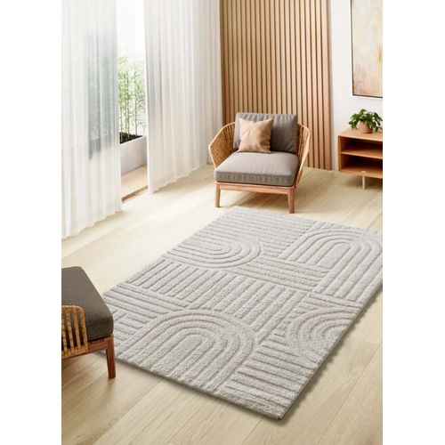 Tapis Géométrique à Relief Juno 54406 Blanc 64x120 Cm