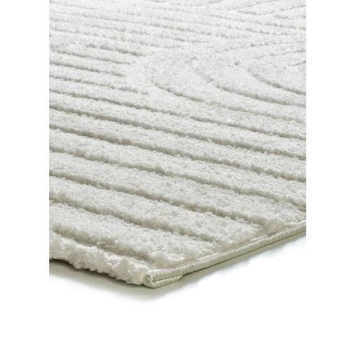 Tapis Géométrique à Relief Juno 54406 Blanc 64x120 Cm