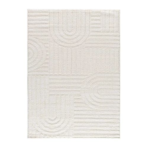 Tapis Géométrique à Relief Juno 54406 Blanc 152x235 Cm