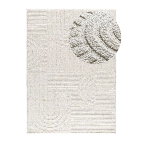 Tapis Géométrique à Relief Juno 54406 Blanc 190x285 Cm