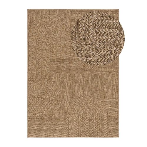 Tapis Extérieur Géométrique Effet Jute Acra 5006 Marron Clair 120x170 Cm