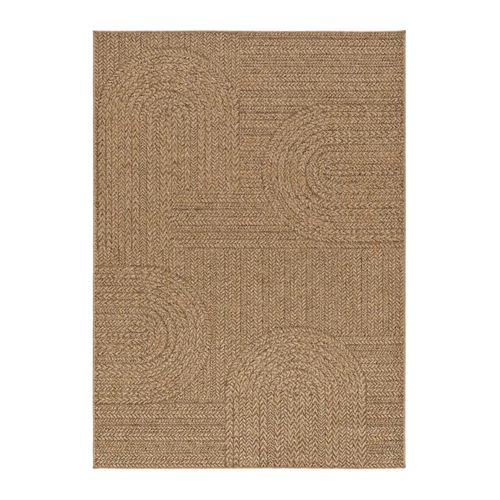 Tapis Extérieur Géométrique Effet Jute Acra 5006 Marron Clair 200x290 Cm