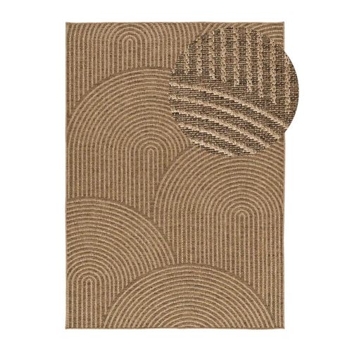 Tapis Extérieur Géométrique Effet Jute Acra 5042 Marron Clair 80x150 Cm