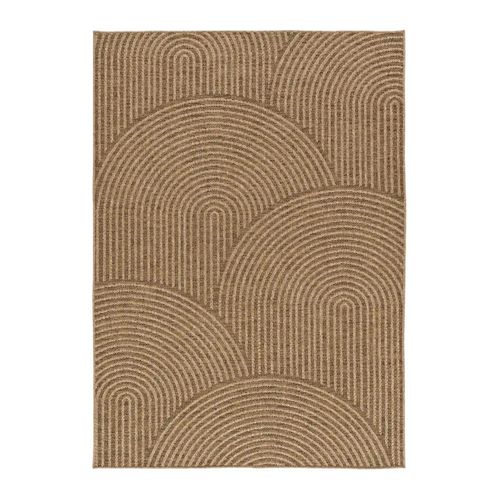 Tapis Extérieur Géométrique Effet Jute Acra 5042 Marron Clair 160x230 Cm