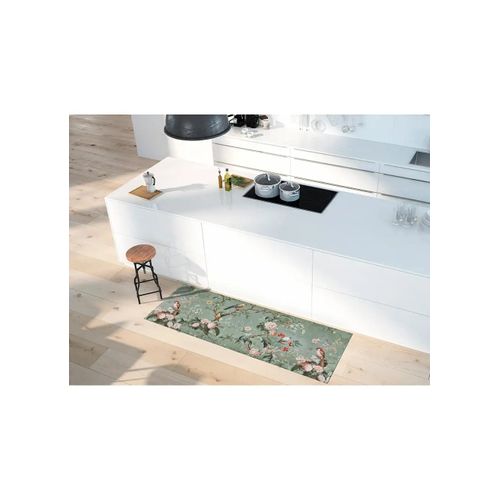 Tapis De Cuisine Fleurs Ricci Monet Vert 52x100 Cm
