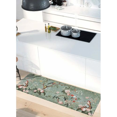 Tapis De Cuisine Fleurs Ricci Monet Vert 52x100 Cm