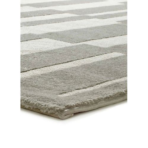 Tapis Géométrique à Relief Baresa 12940 Gris/blanc 133x190 Cm