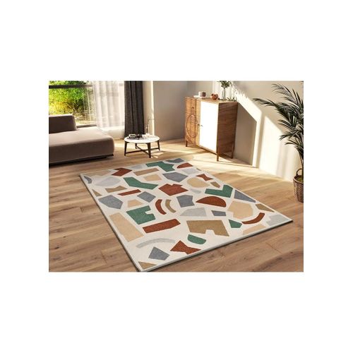 Tapis Géométrique Beruti 12926 Beige/cuivre/vert 80x150 Cm