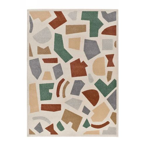Tapis Géométrique Beruti 12926 Beige/cuivre/vert 160x230 Cm