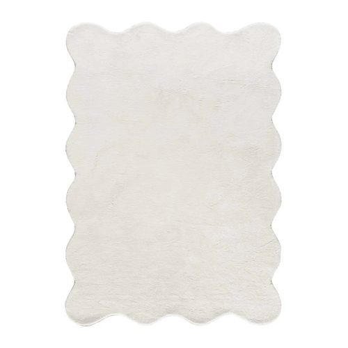Tapis Lavable Uni à Bordure Ondulée Mellow Liso Blanc 160x230 Cm