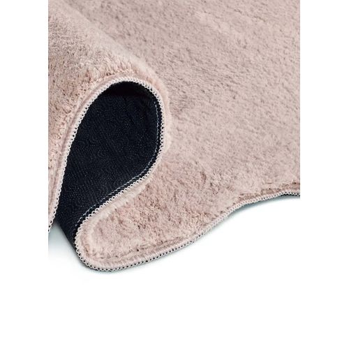 Tapis Lavable Uni à Bordure Ondulée Mellow Liso Rose Poudré 160x230 Cm