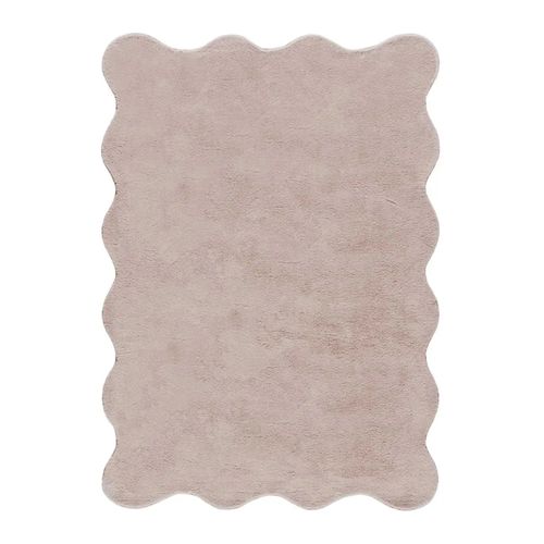 Tapis Lavable Uni à Bordure Ondulée Mellow Liso Rose Poudré 160x230 Cm