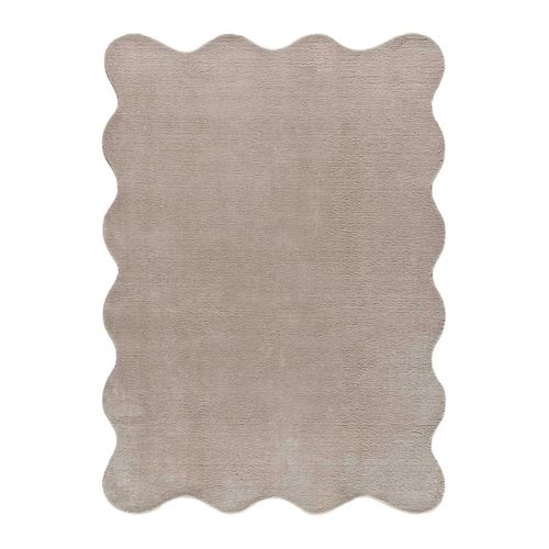 Tapis Lavable Uni à Bordure Ondulée Mellow Liso Taupe 160x230 Cm