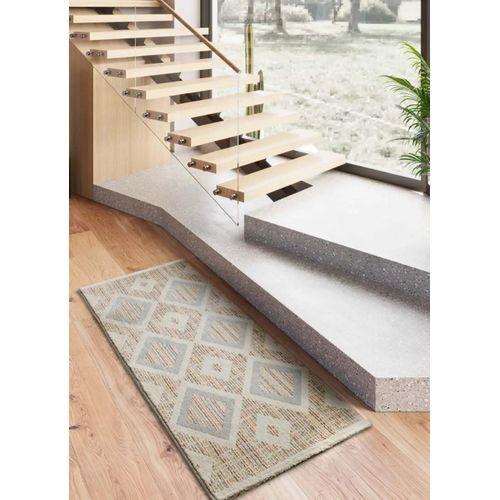 Tapis Géométrique Siroco 16804 Multicolore / Beige 80x200 Cm