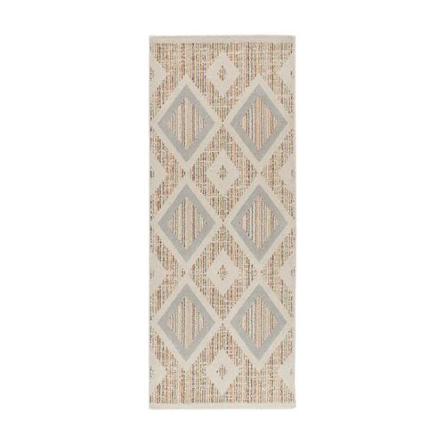 Tapis Géométrique Siroco 16804 Multicolore / Beige 80x200 Cm