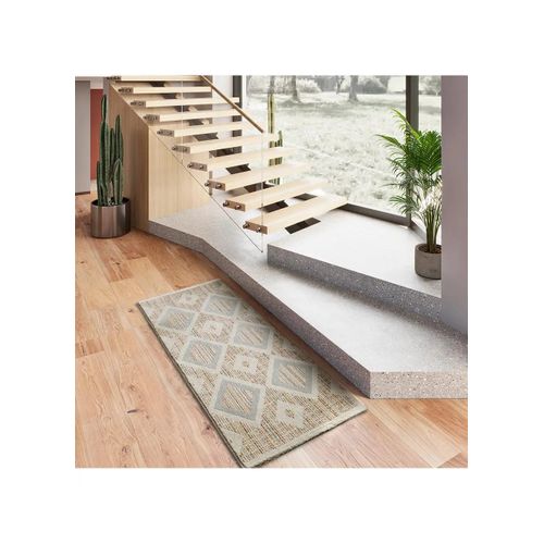 Tapis Géométrique Siroco 16804 Multicolore / Beige 80x200 Cm