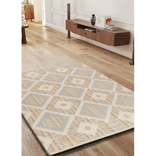 Tapis Géométrique Siroco 16804 Multicolore / Beige 133x190 Cm