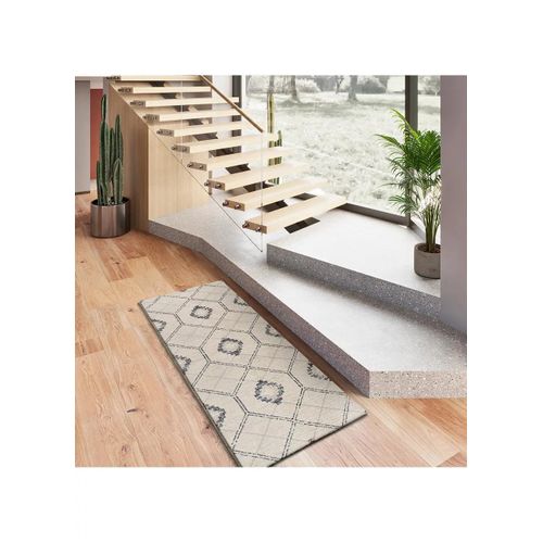 Tapis Géométrique Siroco 16806 Bleu / Crème 80x200 Cm