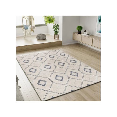 Tapis Géométrique Siroco 16806 Bleu / Crème 133x190 Cm