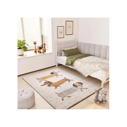 Tapis Enfant Chiens Saucisses Beats 40485 Blanc 120x170 Cm