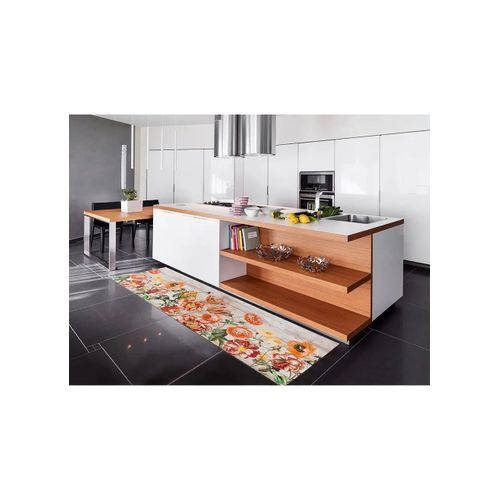 Tapis De Cuisine Fleurs Ricci Camelia Multicolore 52x100 Cm