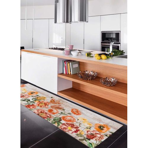 Tapis De Cuisine Fleurs Ricci Camelia Multicolore 52x100 Cm