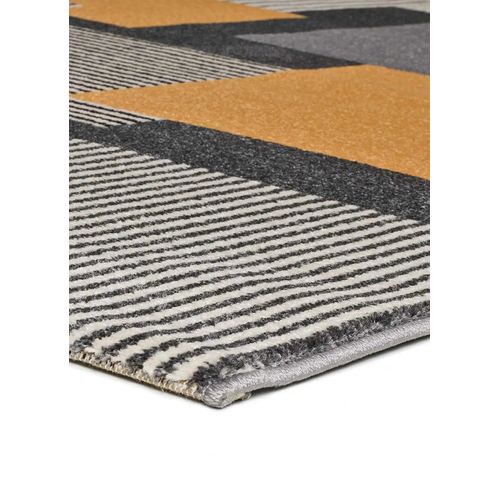 Tapis Géométrique Leo 12158 Gris/noir/moutarde 160x230 Cm