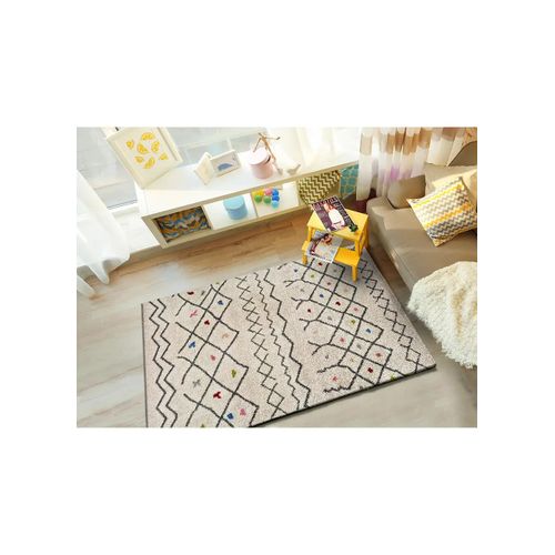 Tapis Shaggy Ethnique Kasbah 8612 Blanc/multicolore 133x190 Cm