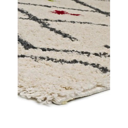 Tapis Shaggy Ethnique Kasbah 8612 Blanc/multicolore 133x190 Cm
