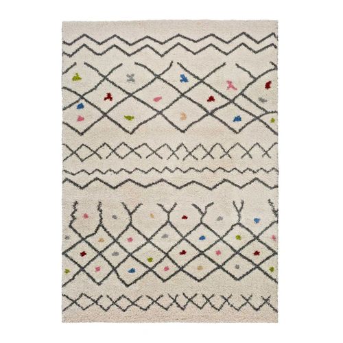 Tapis Shaggy Ethnique Kasbah 8612 Blanc/multicolore 160x230 Cm