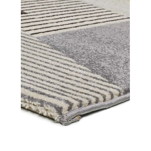Tapis Géométrique Leo 12155 Gris/noir/moutarde 80x150 Cm