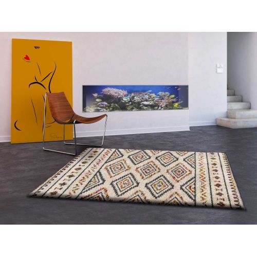 Tapis Shaggy Ethnique Kasbah 8627 Beige/multicolore 80x150 Cm