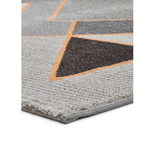 Tapis Géométrique Leo 12183 Gris/noir/moutarde 160x230 Cm