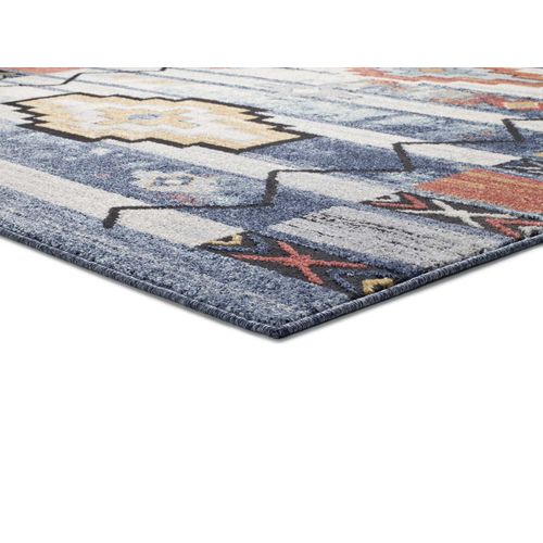 Tapis Ethnique Mabel 3787 Bleu/beige/rouille 80x150 Cm