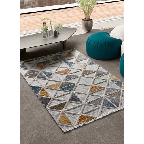 Tapis Géométrique Broadway 4840 Gris/multicolore 77x150 Cm