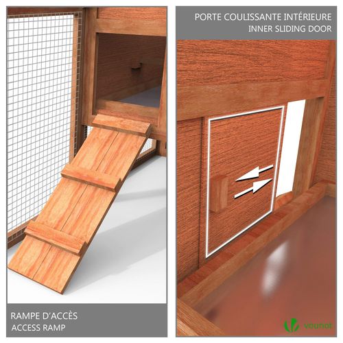 Poulailler En Bois Avec Pondoir Et Perchoir Accueillant 2 Poules