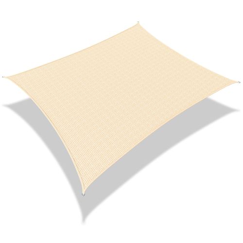 Voile D'ombrage Rectangulaire 3 x 5m Avec 24pcs Kit De Fixation Ivoire