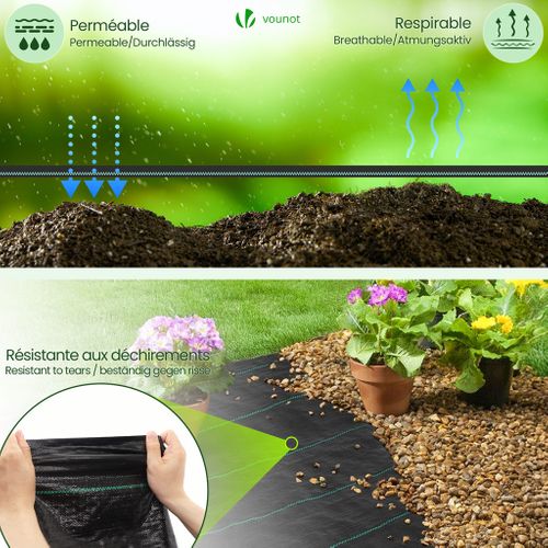 Toile De Paillage Contre Les Mauvaises Herbes 10mx2m Anti-uv 100g/m2