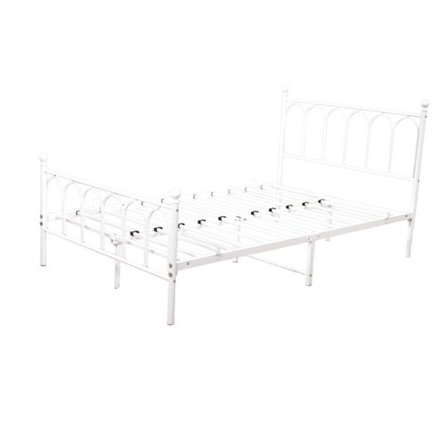 Lit Simple Lit Enfant 90x200 Cm, Cadre De Lit En Métal, Blanc